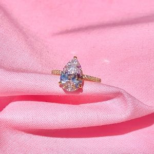 NEW 925 Sterling Silver Pear Shaped Diamond Ring